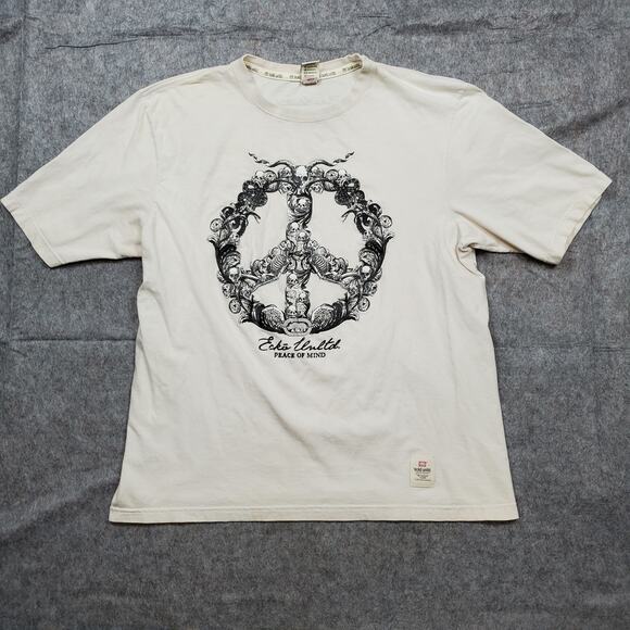 Ecko Unlimited Mens 2XL XXL Peace of Mind Graphic Tee Puff Skull Y2K 90s - Picture 1 of 11